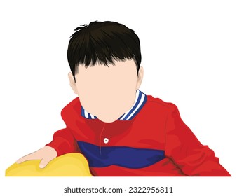 Ein Junge auf rotem Shirt, Vektorgrafik