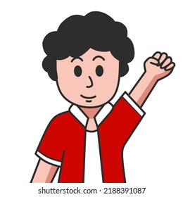 A boy with red and white shirt to celebrate Indonesia Independence Day 