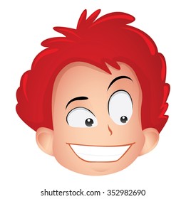 Boy Redhead - Big Hair With Smile Cartoon Vector