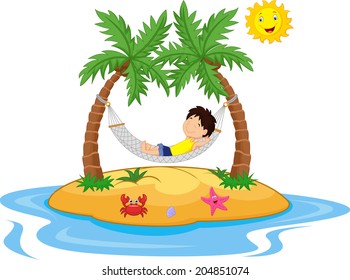 Boy relaxing in a hammock