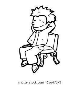 boy relaxing on park bench cartoon