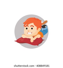 Boy relaxing on pillow