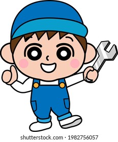Boy repair tool inspection reform illustration material