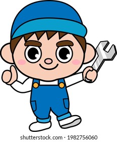 Boy repair tool inspection reform illustration material