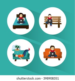 boy resting design, vector illustration