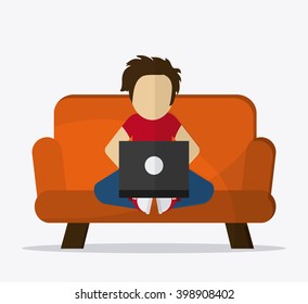 boy resting icon design, vector illustration