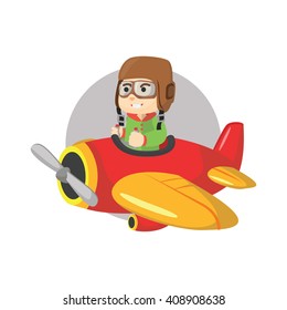 Boy ridding plane
