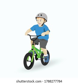 boy ride bicycle vector design
