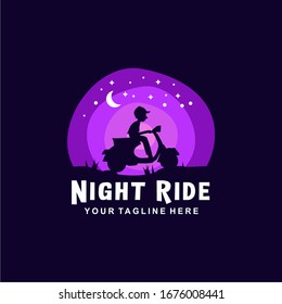Boy ride a motorcycle in the night