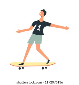 Junge Reiten Skateboard Vektor Kind glückliche Zeit