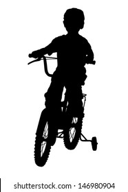 A boy rides a bicycle. vector illustration