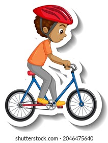 Un niño montando un dibujo de un personaje de caricatura en bicicleta