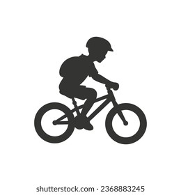 A boy riding a bicycle Icon on White Background - Simple Vector Illustration