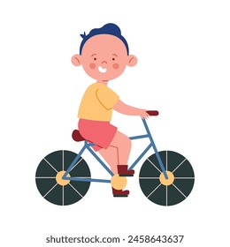 boy riding bicycle isolated design