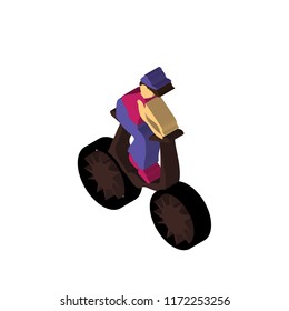boy riding bicycle isometric left top view 3D icon