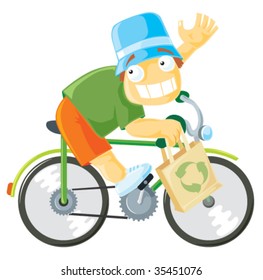 Boy riding a bike