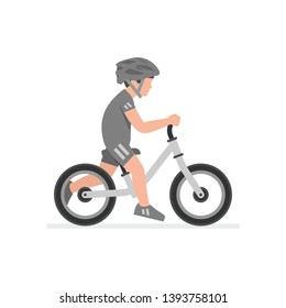 Boy riding bike. isolated on white background