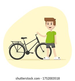Boy riding a bike vector illustration