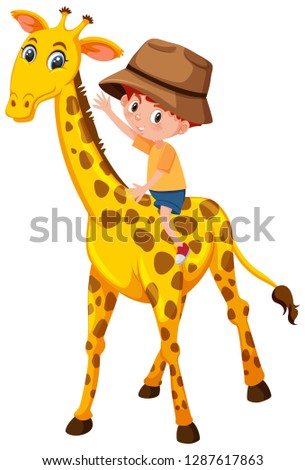 Similar – Image, Stock Photo Happy boy riding on the zip line in rope park