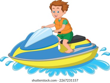 boy riding a jet ski