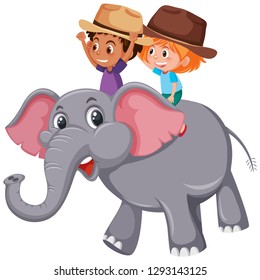 Boy Riding On Elephant Illustration