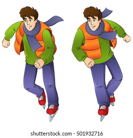 Boy riding on ice skating.