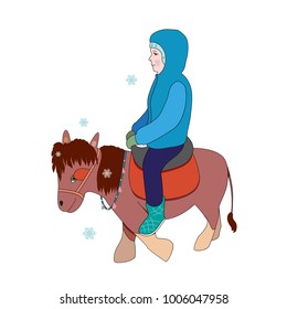 boy riding on a pony