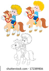 boy riding a pony