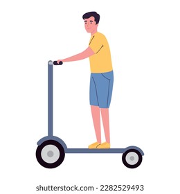 Junge Reiten Push-Roller Symbol einzeln