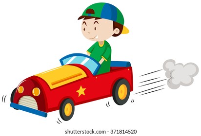 Boy Riding Red Car Illustration Stock Vector (Royalty Free) 371814520 ...