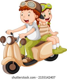 Boy Ridng Motorcycle Girl Cartoon Illustration Stock Vector (Royalty ...