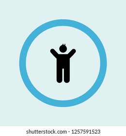 boy with rised arms icon symbol. Premium quality isolated boy with rised arms vector icon in trendy style. boy with rised arms element.