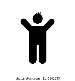 Boy with rised arms icon vector icon. Simple element illustration. Boy with rised arms symbol design. Can be used for web and mobile.