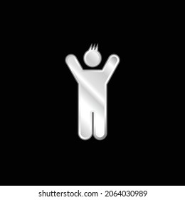 Boy With Rised Arms silver plated metallic icon