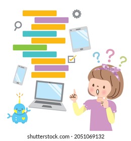 Boy and robot learning programming on pc