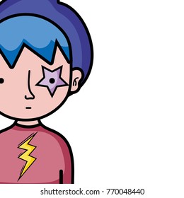 boy rocker with star tatto in the eye