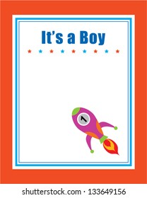 it is a boy rocket greeting card