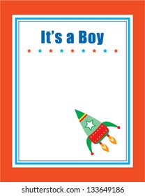 it is a boy rocket greeting card