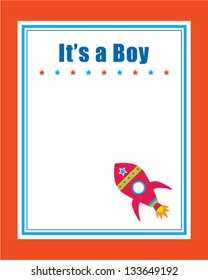 it is a boy rocket greeting card