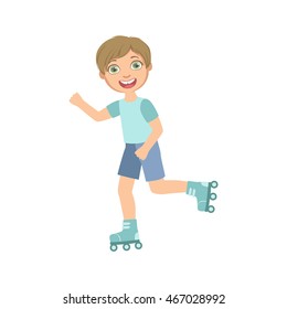 Boy Roller Skating Outdoors