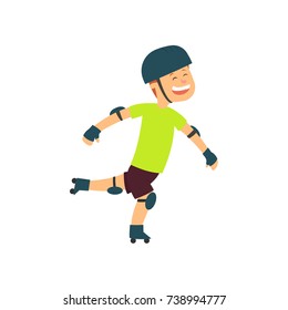 Boy Roller Skating, Traditional Male Kid Role Expected Classic Behavior Illustration