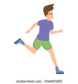 Boy rollerblading activity icon. Cartoon of Boy rollerblading activity vector icon for web design isolated on white background