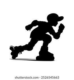 Boy is rollerblading vector illustration.  roller skate icon clip art. 