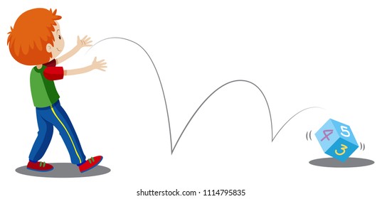 Eine Boy Rolling Number Dice Illustration