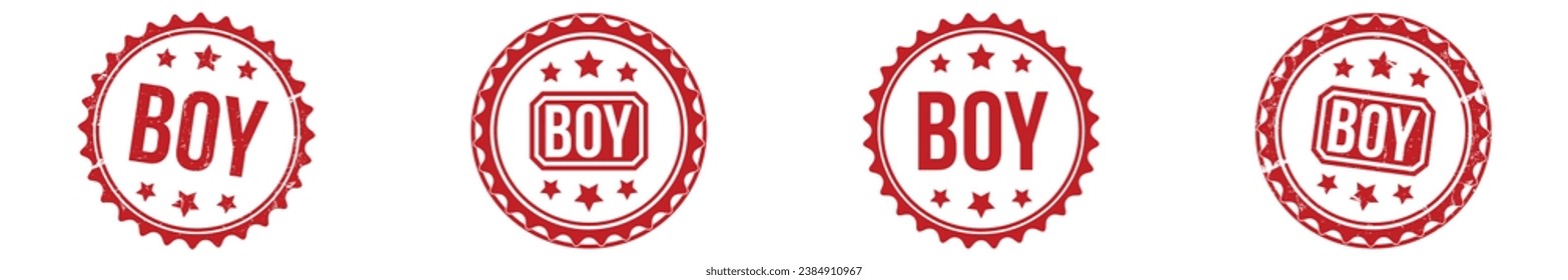 Boy rubber stamp vector illustration on white background.