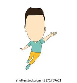 Boy Run caricature template. Vector image