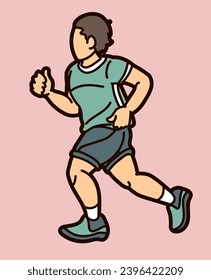 A Boy Running Action Movement Cartoon Sport Graphic Vector