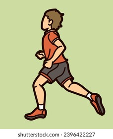 Un niño que corre un movimiento de acción, caricatura, un vector gráfico deportivo