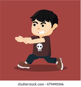 boy running with angry face