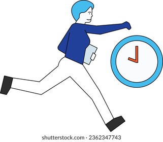 The boy is running away with time.